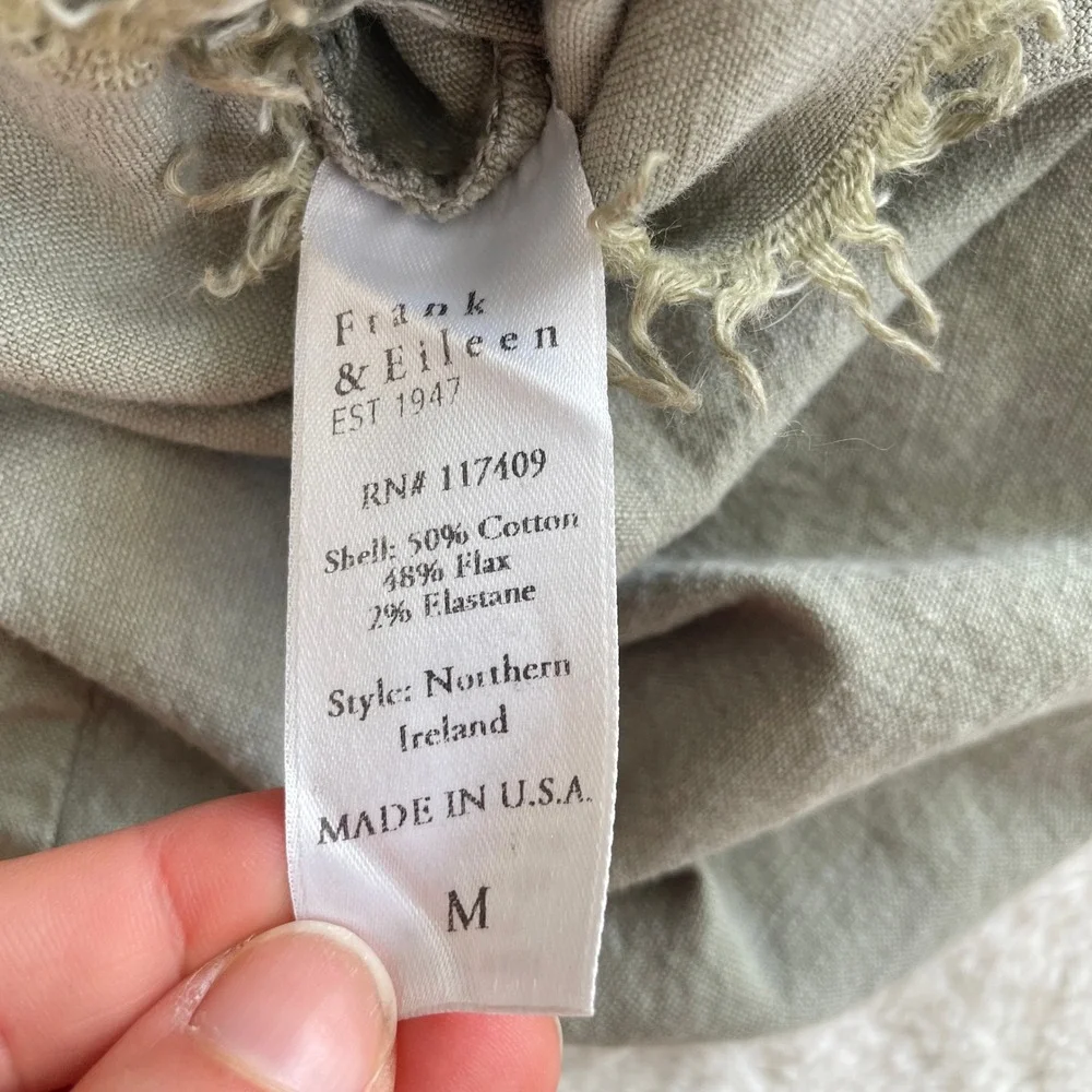 Frank & Eileen Northern Ireland Sage Green Italian Performance Linen Jumpsuit M